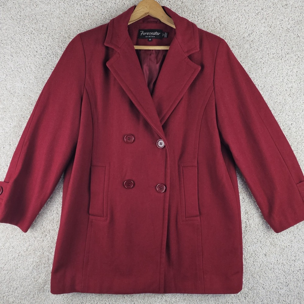 Vintage Forecaster of Boston Cranberry Double Breasted Wool Blend Coat Sz 12